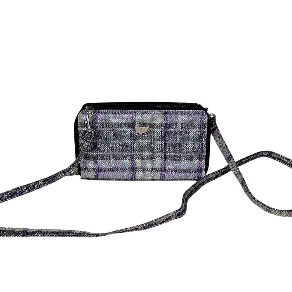 Buxton Ultimate Wallet Crossbody Purse Plaid Shimmer NEW